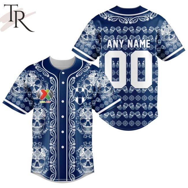LIGA MX C.F. Monterrey Special Dia De Muertos Design Baseball Jersey - soulcals.com