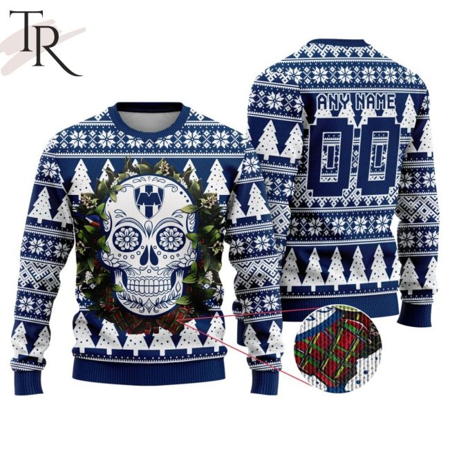 LIGA MX C.F. Monterrey Special Sugar Skull Christmas Ugly Sweater - soulcals.com