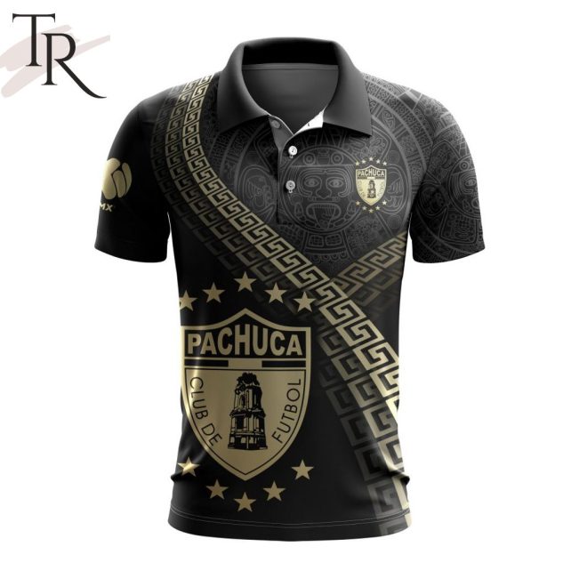 LIGA MX C.F. Pachuca Special Black And Gold Design Polo Shirt - soulcals.com