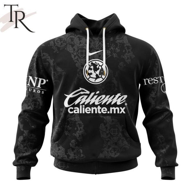 LIGA MX Club America Personalized 2024-2025 Black Design Kits Hoodie - soulcals.com