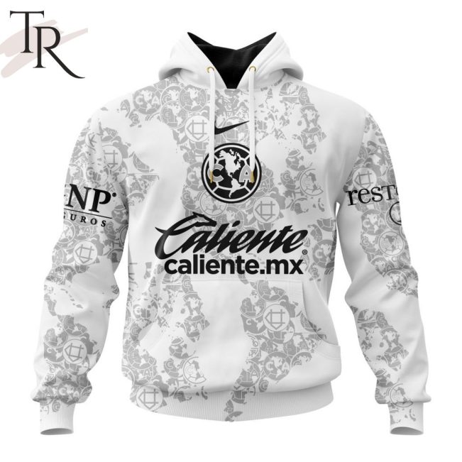 LIGA MX Club America Personalized 2024-2025 White Design Kits Hoodie - soulcals.com