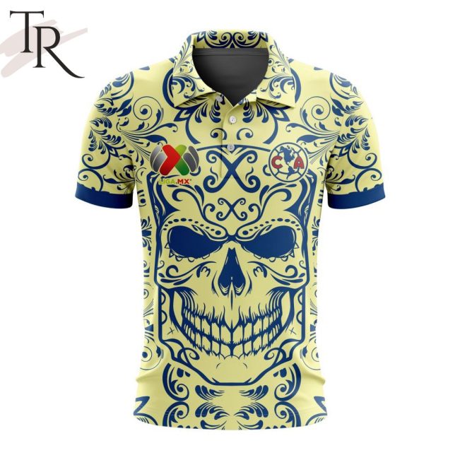 LIGA MX Club America Special Dia De Muertos Design Polo Shirt - soulcals.com