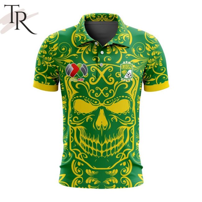 LIGA MX Club Leon Special Dia De Muertos Design Polo Shirt - soulcals.com
