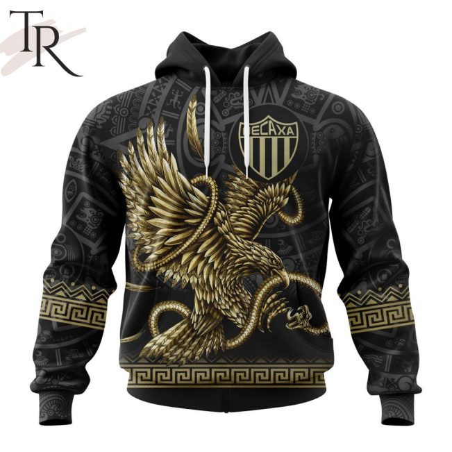 LIGA MX Club Necaxa Special Black And Gold Design With Mexican Eagle Hoodie - soulcals.com