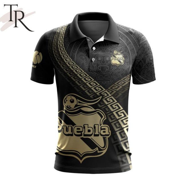 LIGA MX Club Puebla Special Black And Gold Design Polo Shirt - soulcals.com