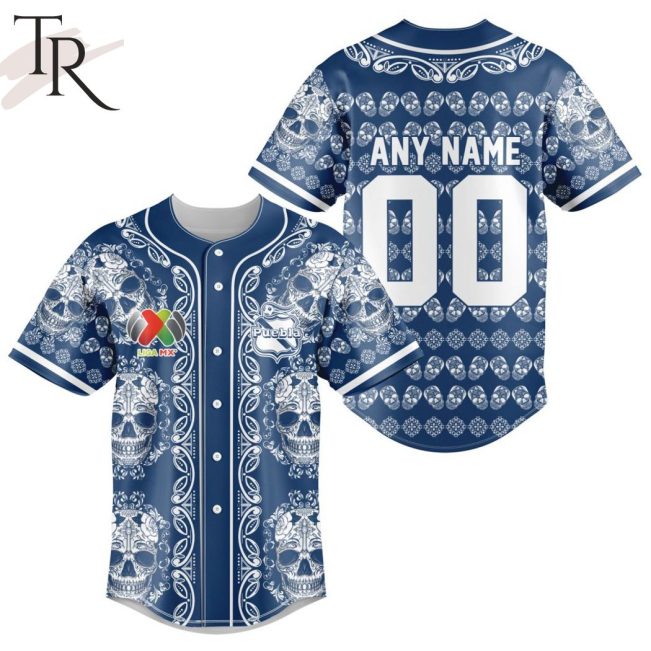 LIGA MX Club Puebla Special Dia De Muertos Design Baseball Jersey - soulcals.com