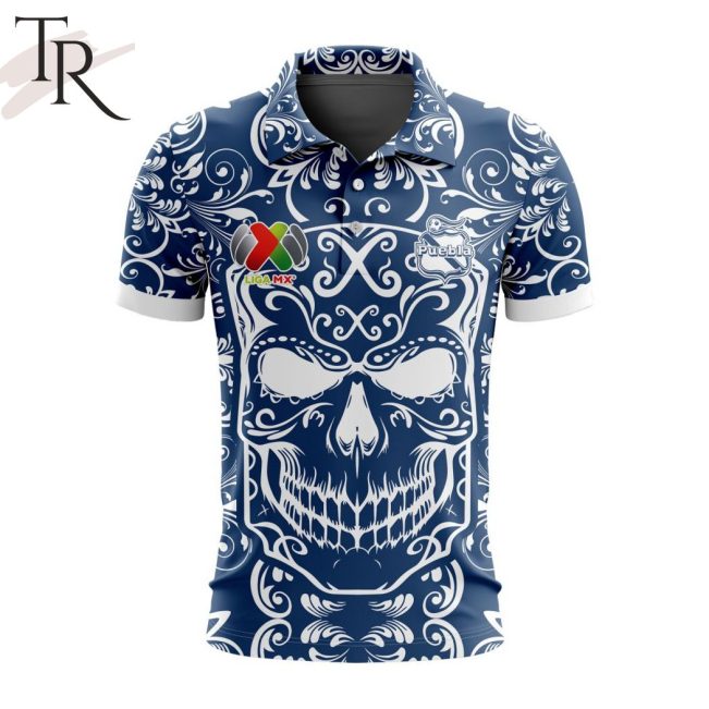 LIGA MX Club Puebla Special Dia De Muertos Design Polo Shirt - soulcals.com