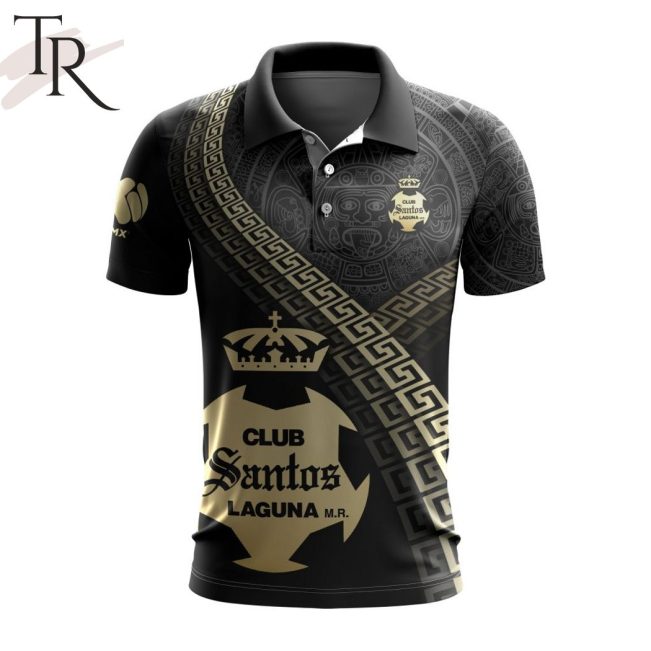 LIGA MX Club Santos Laguna Special Black And Gold Design Polo Shirt - soulcals.com