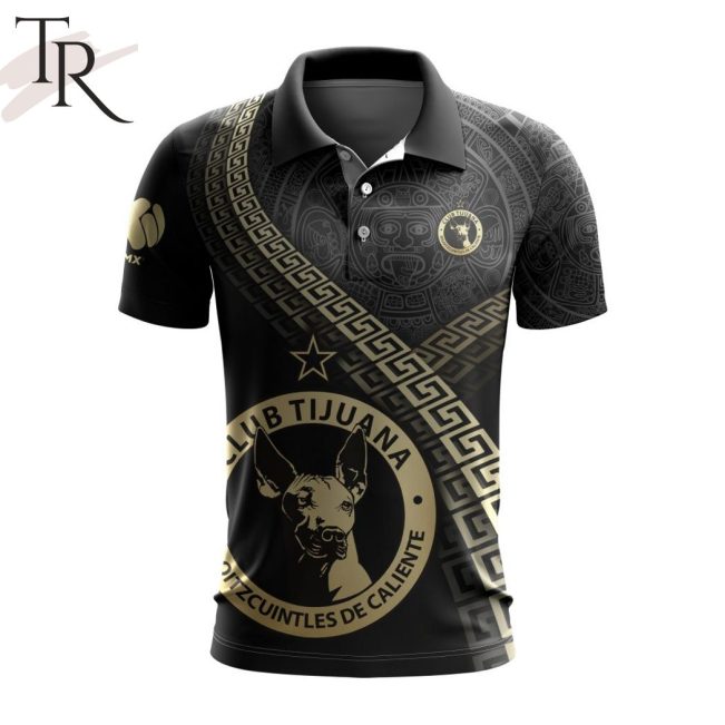 LIGA MX Club Tijuana Special Black And Gold Design Polo Shirt - soulcals.com
