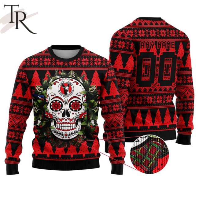 LIGA MX Club Tijuana Special Sugar Skull Christmas Ugly Sweater - soulcals.com