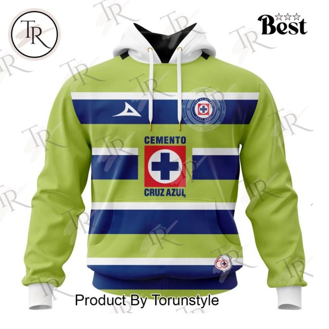 LIGA MX Cruz Azul Personalized 2025 Goalkeeper Home Kits Hoodie - soulcals.com