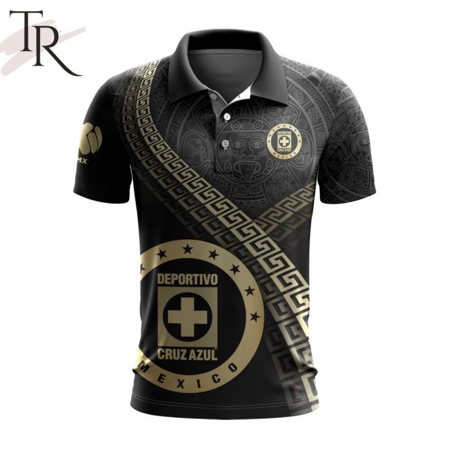 LIGA MX Cruz Azul Special Black And Gold Design Polo Shirt - soulcals.com