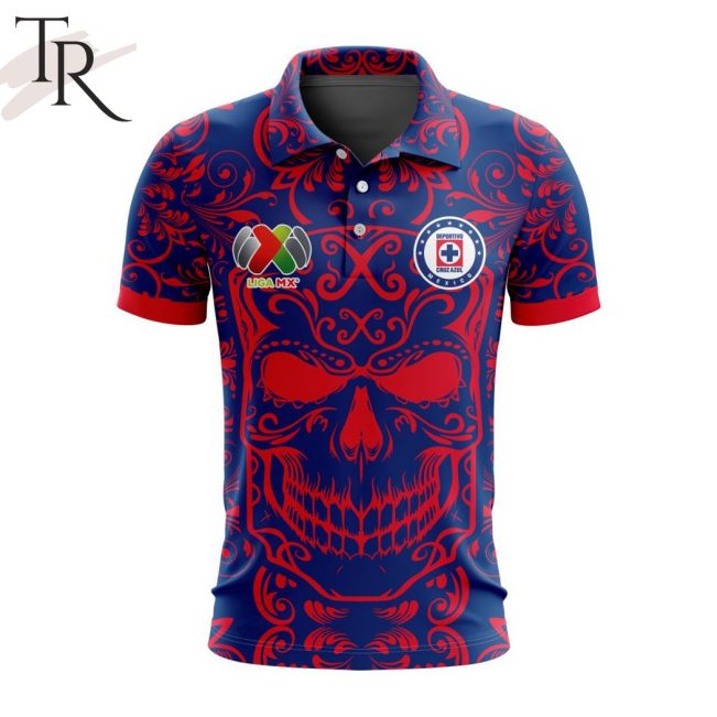 LIGA MX Cruz Azul Special Dia De Muertos Design Polo Shirt - soulcals.com