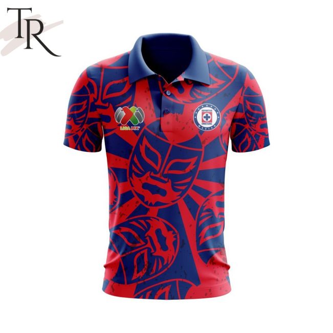 LIGA MX Cruz Azul Special Lucha Libre Design Polo Shirt - soulcals.com
