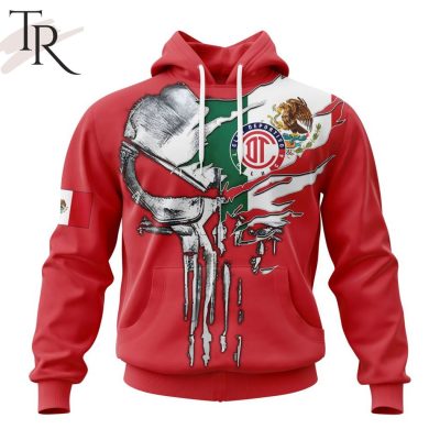 LIGA MX Deportivo Toluca Special Skull Design Concept Kits Hoodie - soulcals.com