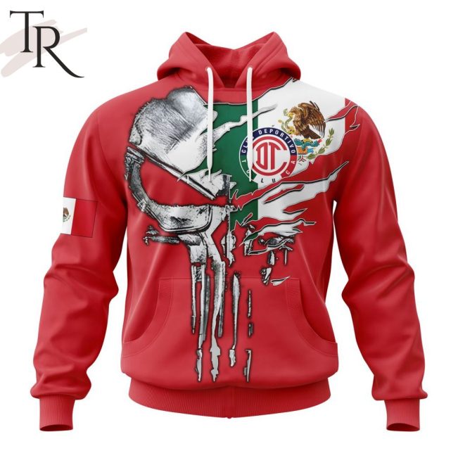 LIGA MX Deportivo Toluca Special Skull Design Concept Kits Hoodie - soulcals.com
