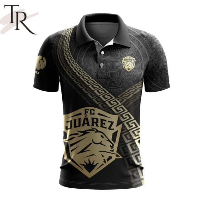 LIGA MX FC Juarez Special Black And Gold Design Polo Shirt - soulcals.com