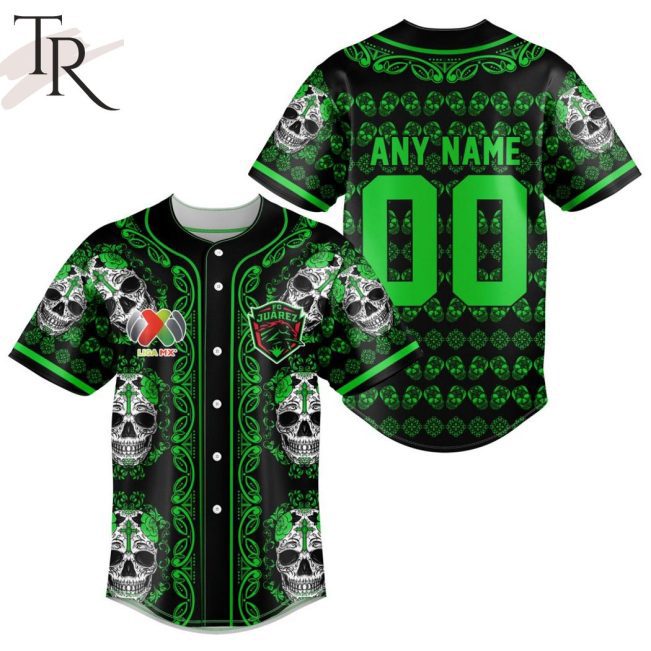 LIGA MX FC Juarez Special Dia De Muertos Design Baseball Jersey - soulcals.com