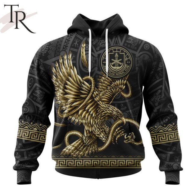 LIGA MX Mazatlan F.C Special Black And Gold Design With Mexican Eagle Hoodie - soulcals.com
