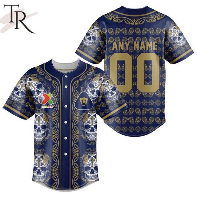 LIGA MX Pumas UNAM Special Dia De Muertos Design Baseball Jersey - soulcals.com