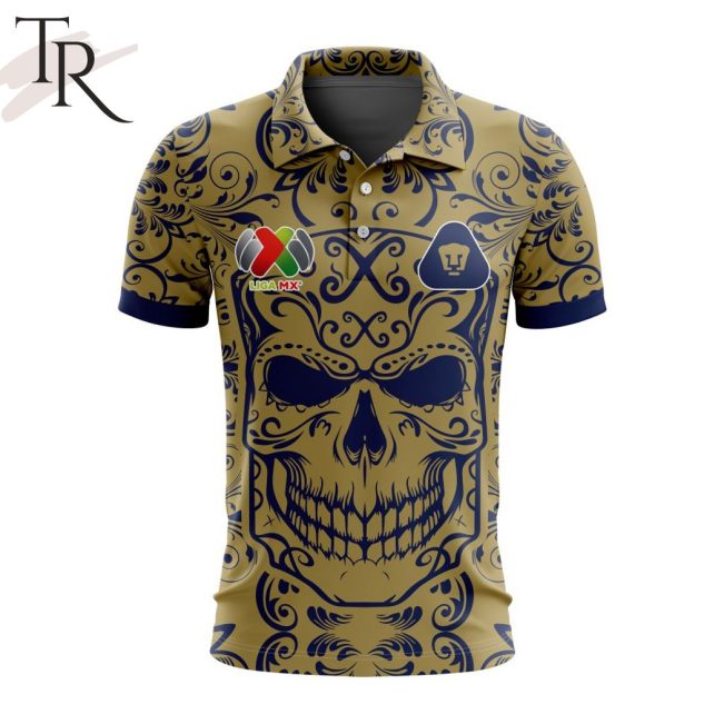 LIGA MX Pumas UNAM Special Dia De Muertos Design Polo Shirt - soulcals.com