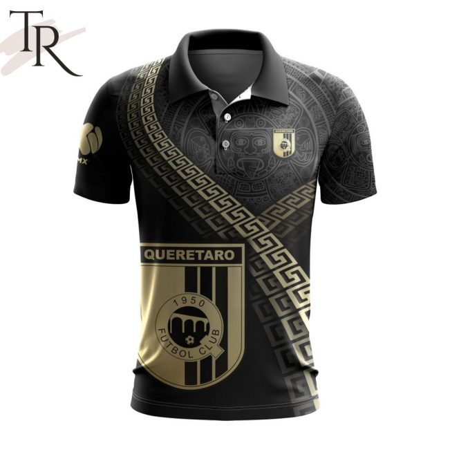 LIGA MX Queretaro F.C Special Black And Gold Design Polo Shirt - soulcals.com