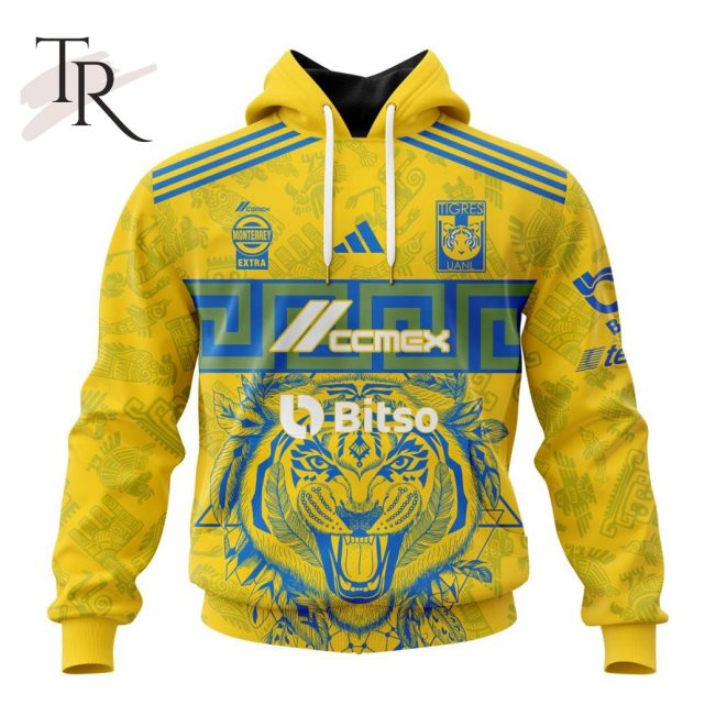 LIGA MX Tigres UANL 2023-2024 Home Aztec Design Hoodie - soulcals.com
