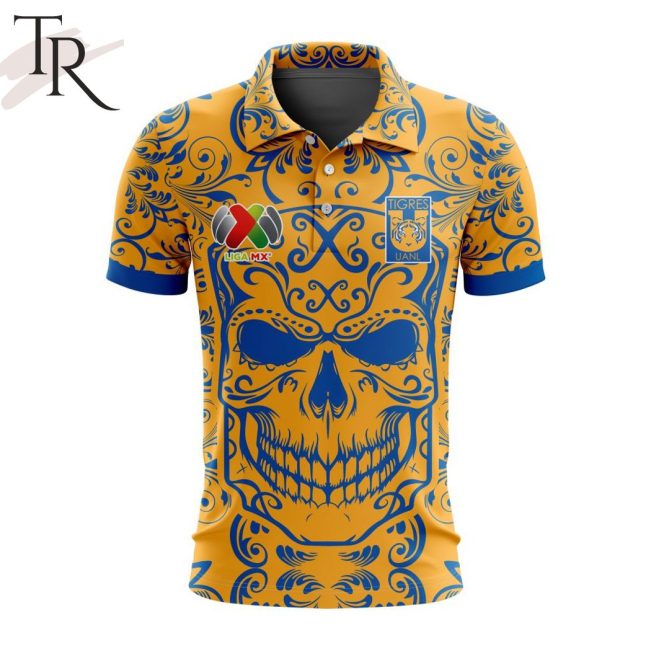 LIGA MX Tigres UANL Special Dia De Muertos Design Polo Shirt - soulcals.com