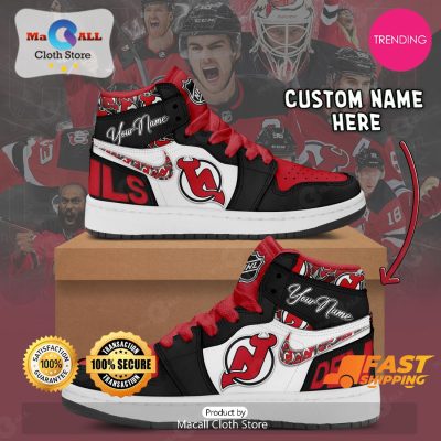 [LIMITED EDITION] Personalized New Jersey Devils Gifts For NHL Fans Air Jordan High Top Sneaker - soulcals