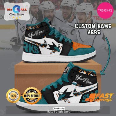 [LIMITED EDITION] Personalized San Jose Sharks Gifts For NHL Fans Air Jordan High Top Sneaker - soulcals