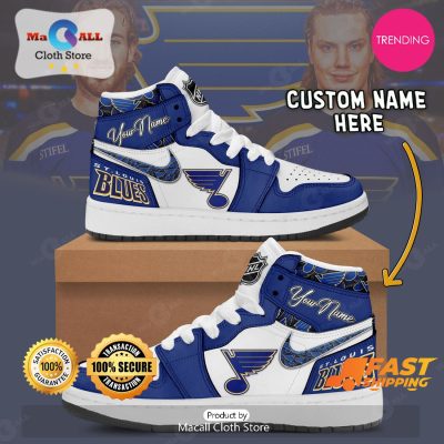 [LIMITED EDITION] Personalized St Louis Blues Gifts For NHL Fans Air Jordan High Top Sneaker - soulcals