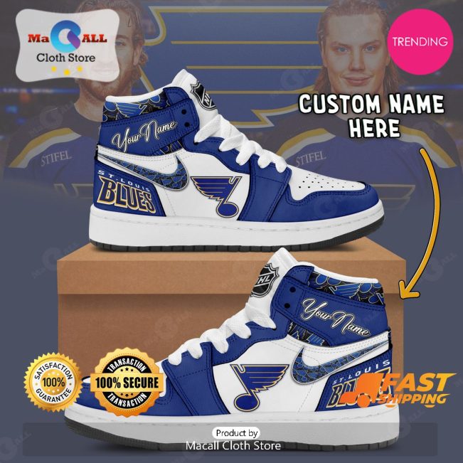 [LIMITED EDITION] Personalized St Louis Blues Gifts For NHL Fans Air Jordan High Top Sneaker - soulcals