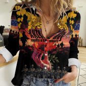 Polynesian Women's Long Sleeve Shirt Slub Linen Polynesian design Honu, Wave, Sun, Spear, Fern Symbols Polynesian shirts NCY170