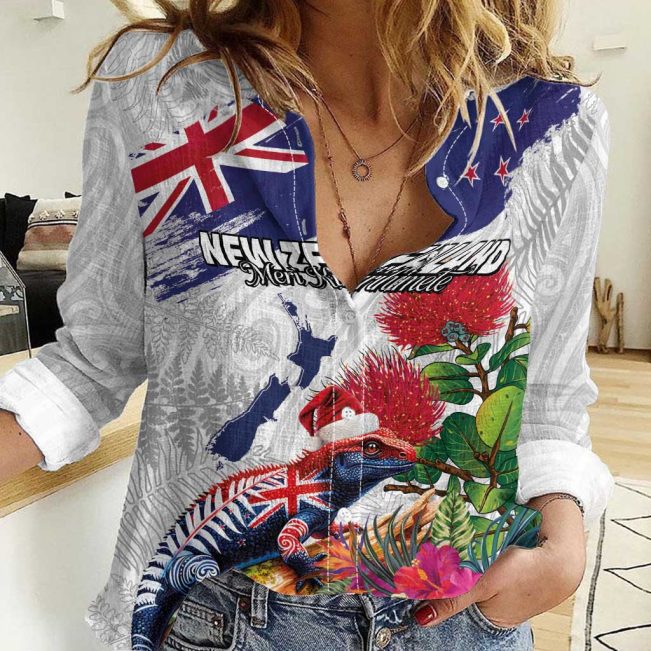 Polynesian Women's Long Sleeve Shirt  Polynesian design Honu, Wave, Sun, Spear, Fern Symbols Polynesian shirts NCY095