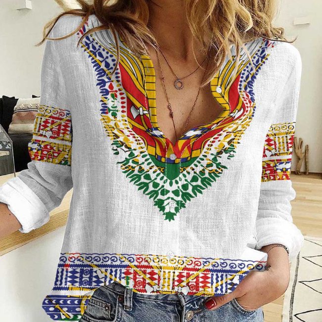 Polynesian Women's Long Sleeve Shirt  Polynesian design Honu, Wave, Sun, Spear, Fern Symbols Polynesian shirts NCY034