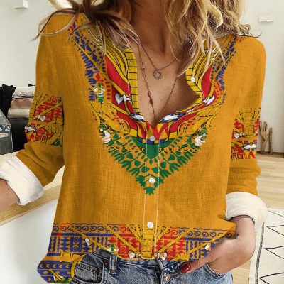 Polynesian Women's Long Sleeve Shirt  Polynesian design Honu, Wave, Sun, Spear, Fern Symbols Polynesian shirts NCY037