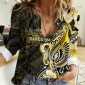 Polynesian Women's Long Sleeve Shirt  Polynesian design Honu, Wave, Sun, Spear, Fern Symbols Polynesian shirts NCY038