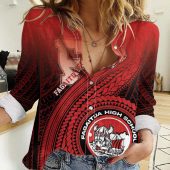 Polynesian Women's Long Sleeve Shirt  Polynesian design Honu, Wave, Sun, Spear, Fern Symbols Polynesian shirts NCY044