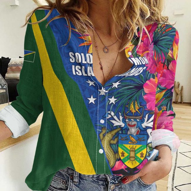 Polynesian Women's Long Sleeve Shirt  Polynesian design Honu, Wave, Sun, Spear, Fern Symbols Polynesian shirts NCY232