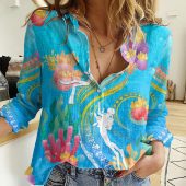 Polynesian Women's Long Sleeve Shirt  Polynesian design Honu, Wave, Sun, Spear, Fern Symbols Polynesian shirts NCY142