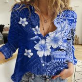 Polynesian Women's Long Sleeve Shirt  Polynesian design Honu, Wave, Sun, Spear, Fern Symbols Polynesian shirts NCY150