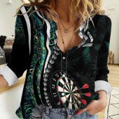 Polynesian Women's Long Sleeve Shirt  Polynesian design Honu, Wave, Sun, Spear, Fern Symbols Polynesian shirts NCY062