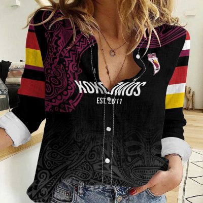 Polynesian Women's Long Sleeve Shirt  Polynesian design Honu, Wave, Sun, Spear, Fern Symbols Polynesian shirts NCY207