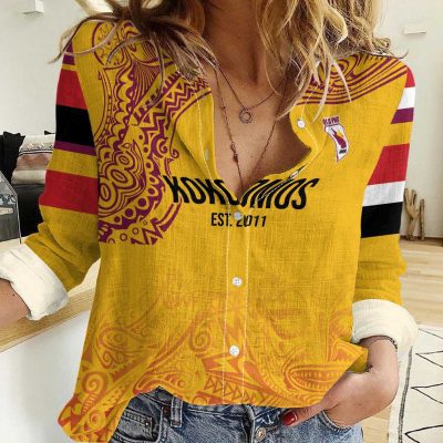 Polynesian Women's Long Sleeve Shirt  Polynesian design Honu, Wave, Sun, Spear, Fern Symbols Polynesian shirts NCY202