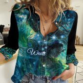 Polynesian Women's Long Sleeve Shirt  Polynesian design Honu, Wave, Sun, Spear, Fern Symbols Polynesian shirts NCY111