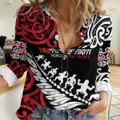 Polynesian Women's Long Sleeve Shirt  Polynesian design Honu, Wave, Sun, Spear, Fern Symbols Polynesian shirts NCY169