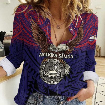 Polynesian Women's Long Sleeve Shirt  Polynesian design Honu, Wave, Sun, Spear, Fern Symbols Polynesian shirts NCY045