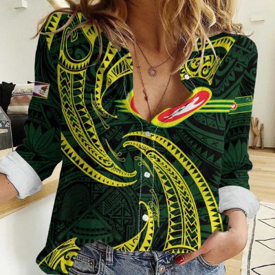 Polynesian Women's Long Sleeve Shirt  Polynesian design Honu, Wave, Sun, Spear, Fern Symbols Polynesian shirts NCY067