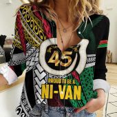 Polynesian Women's Long Sleeve Shirt  Polynesian design Honu, Wave, Sun, Spear, Fern Symbols Polynesian shirts NCY049