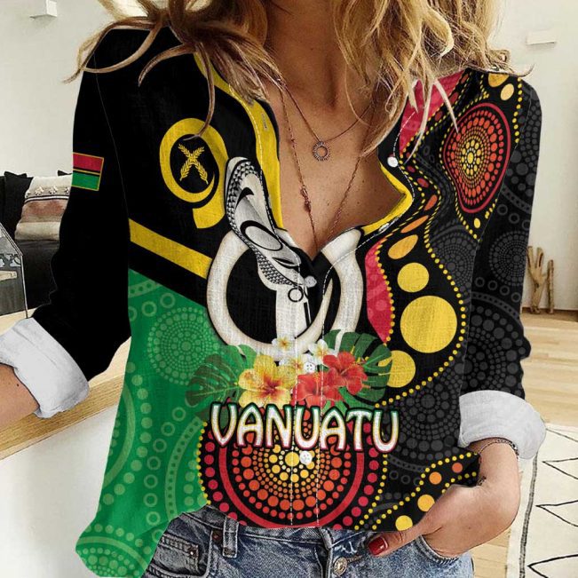 Polynesian Women's Long Sleeve Shirt  Polynesian design Honu, Wave, Sun, Spear, Fern Symbols Polynesian shirts NCY077